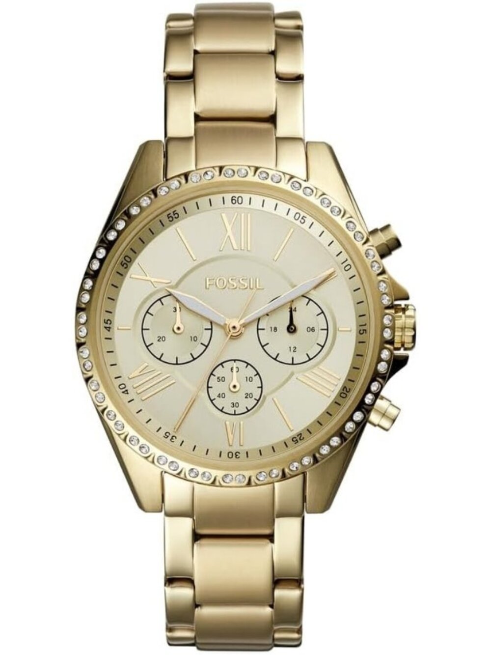 Women's Gold Modern Courier Stainless Steel Chronograph Dress Quartz Wrist Watch